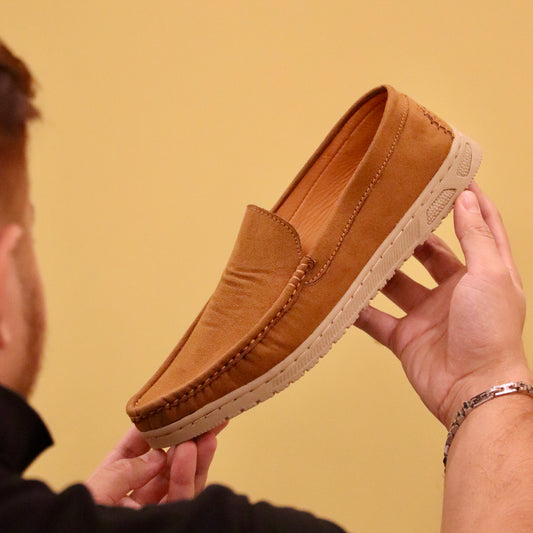 Men’s Casual Suede Loafers - Mustard Color