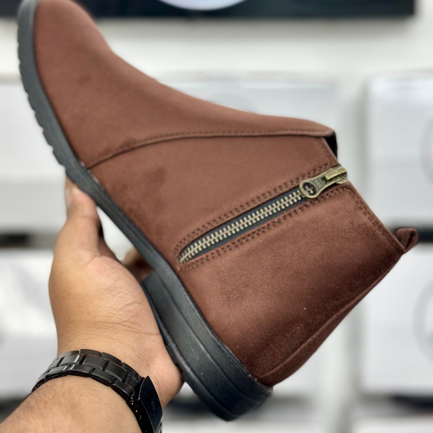 Esrakz Classic Brown Suede Chelsea Boots – Slip-On Ankle Dress Boots