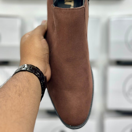 Esrakz Classic Brown Suede Chelsea Boots – Slip-On Ankle Dress Boots