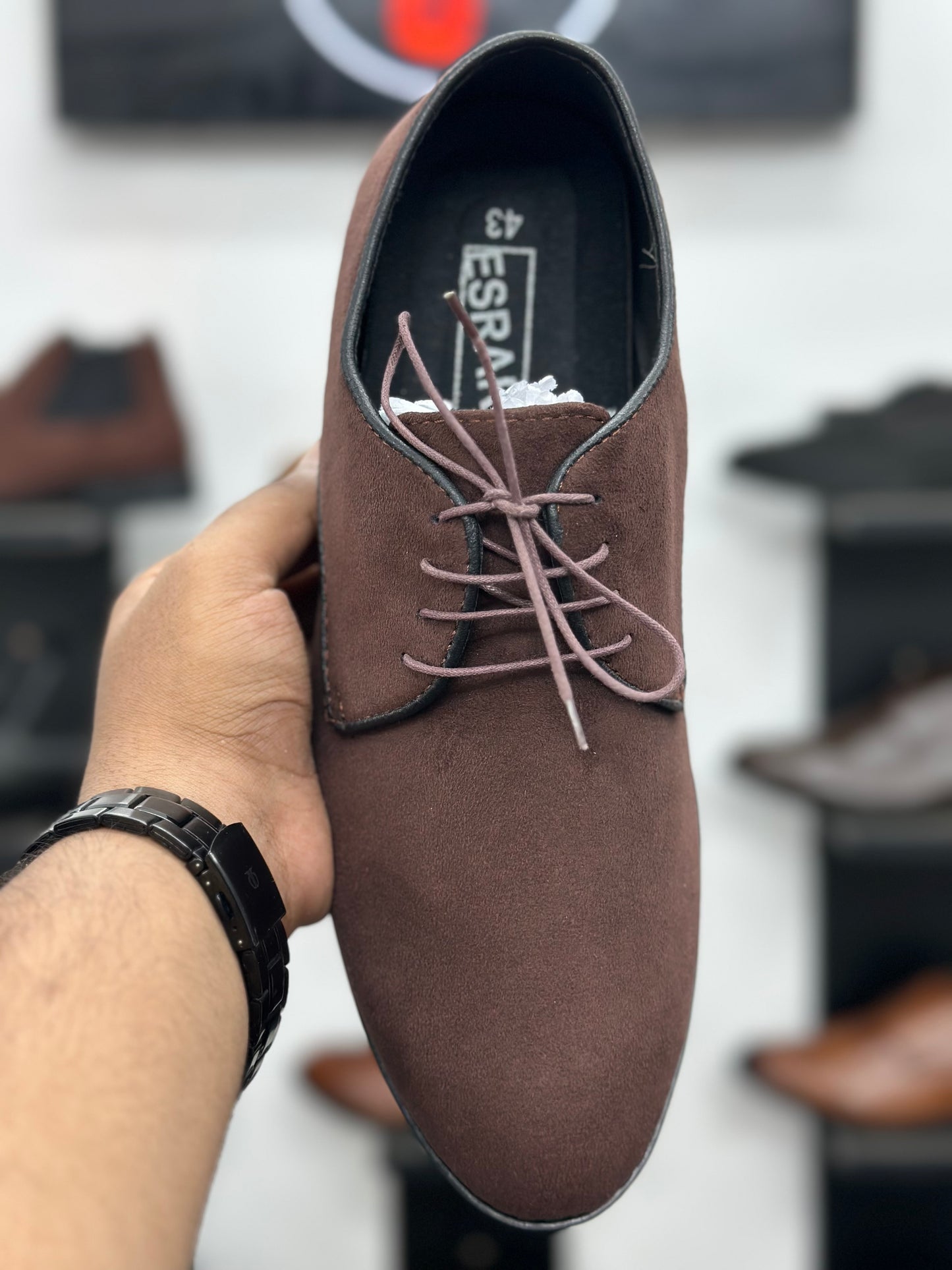 Esrakz-Classic Chocolate Suede Derby Shoes