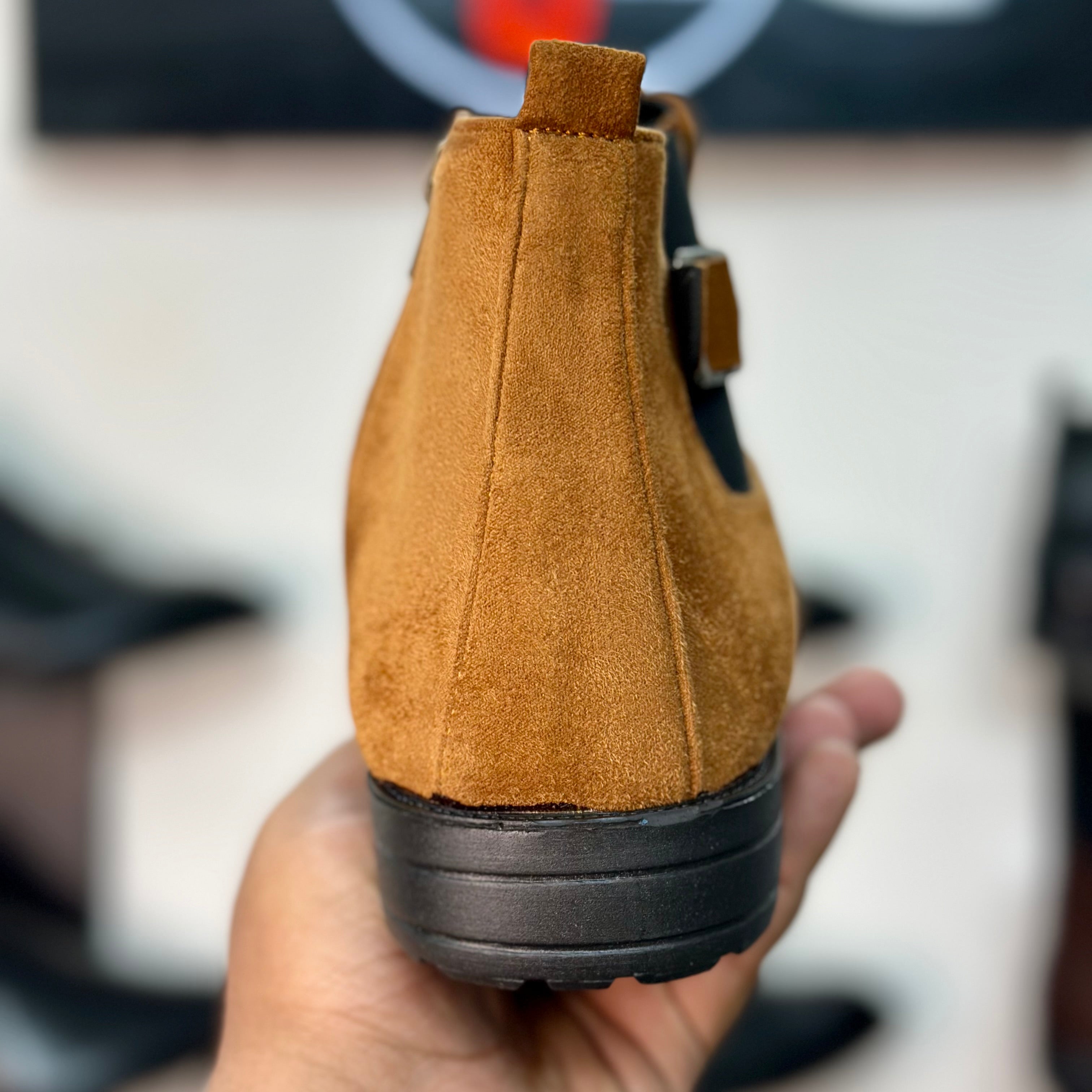 Esrakz Mustard Suede Chelsea Boots – Ankle Fit Chain