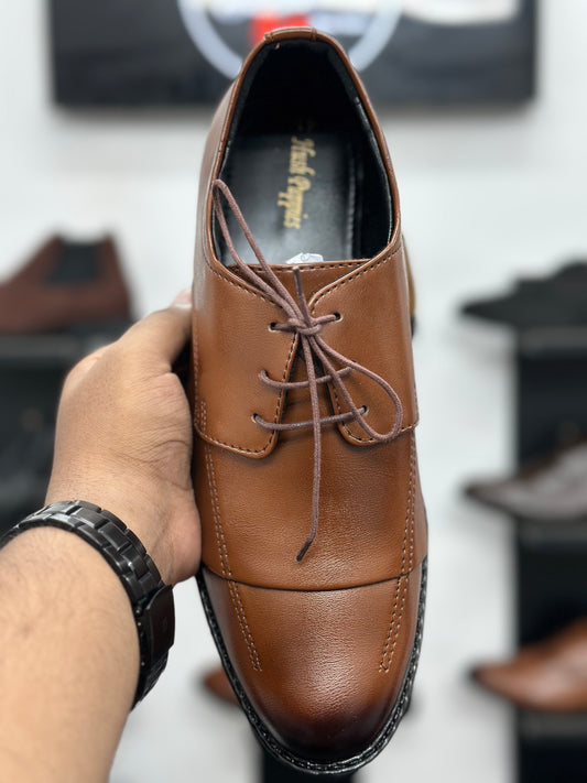 Esrakz-Premium Mustard Oxford Dress Shoes – Sleek Cap Toe Formal Leather