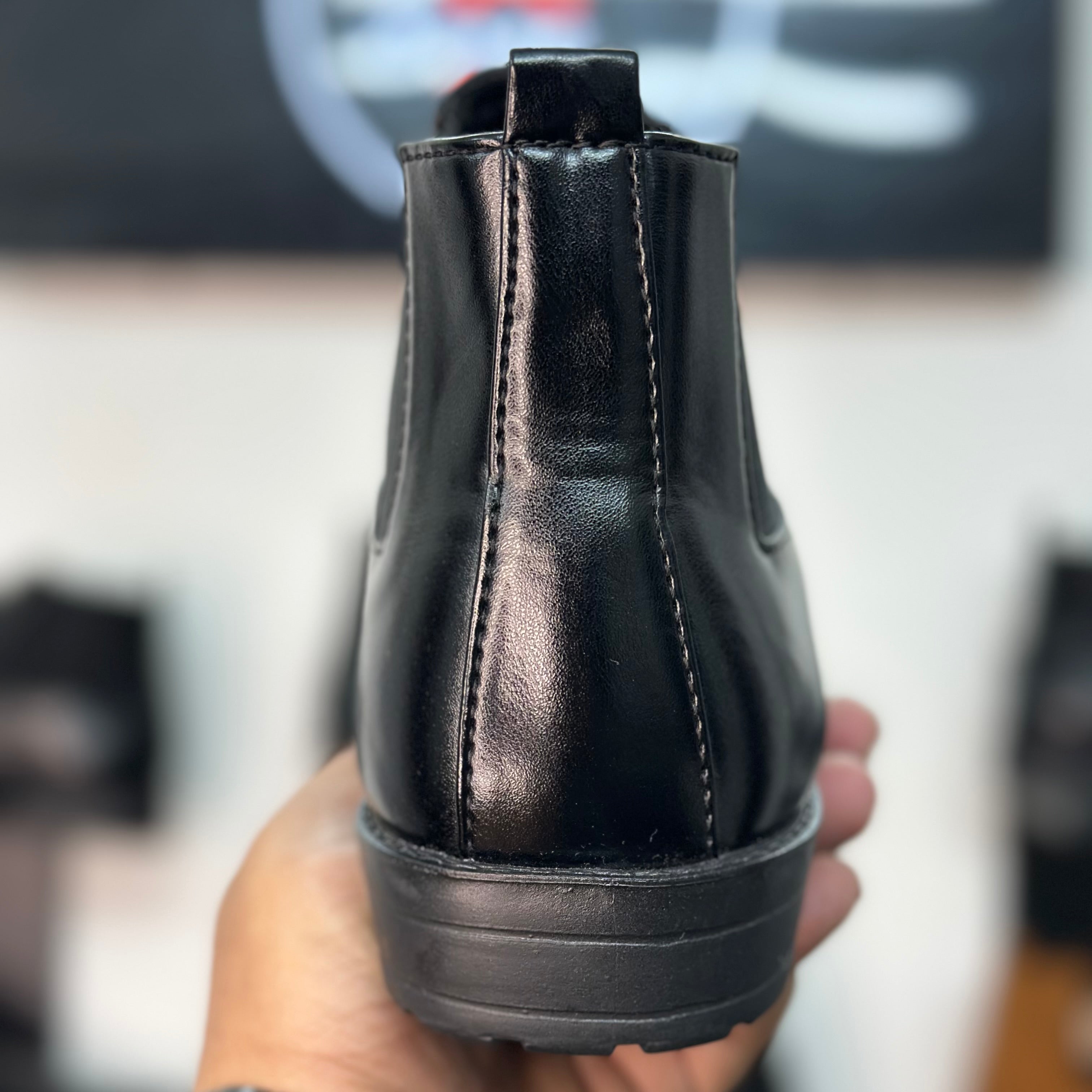 Esrakz Black Polished Chelsea Boots – Thailand Fit Elastic