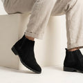 Esrakz Black Suede Chelsea Boots – Round Fit Chain