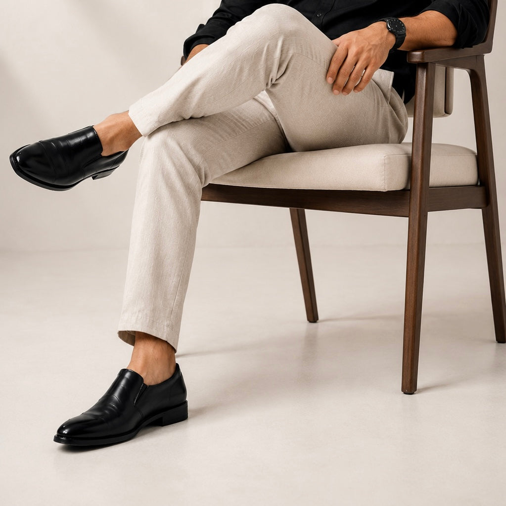 Esrakz Men’s Premium Black Oxford Slip-On