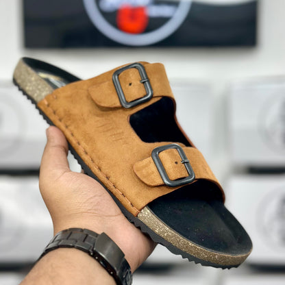 Esrakz Mustard Two-Strap Sandal with Adjustable Buckles