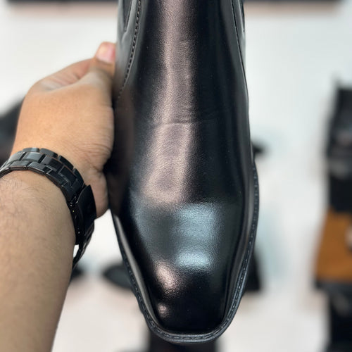 Esrakz Black Polished Chelsea Boots – Thailand Fit Elastic