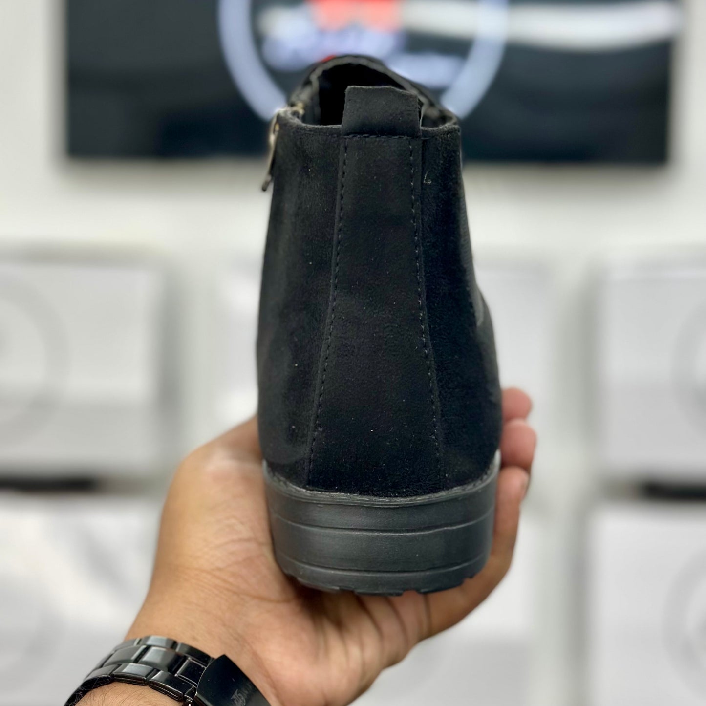 Esrakz Classic Black Suede Chelsea Boots – Slip-On Ankle Dress Boots