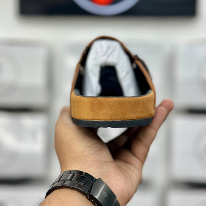 Esrakz Light Mustard Suede Slip-On Buckle Mule