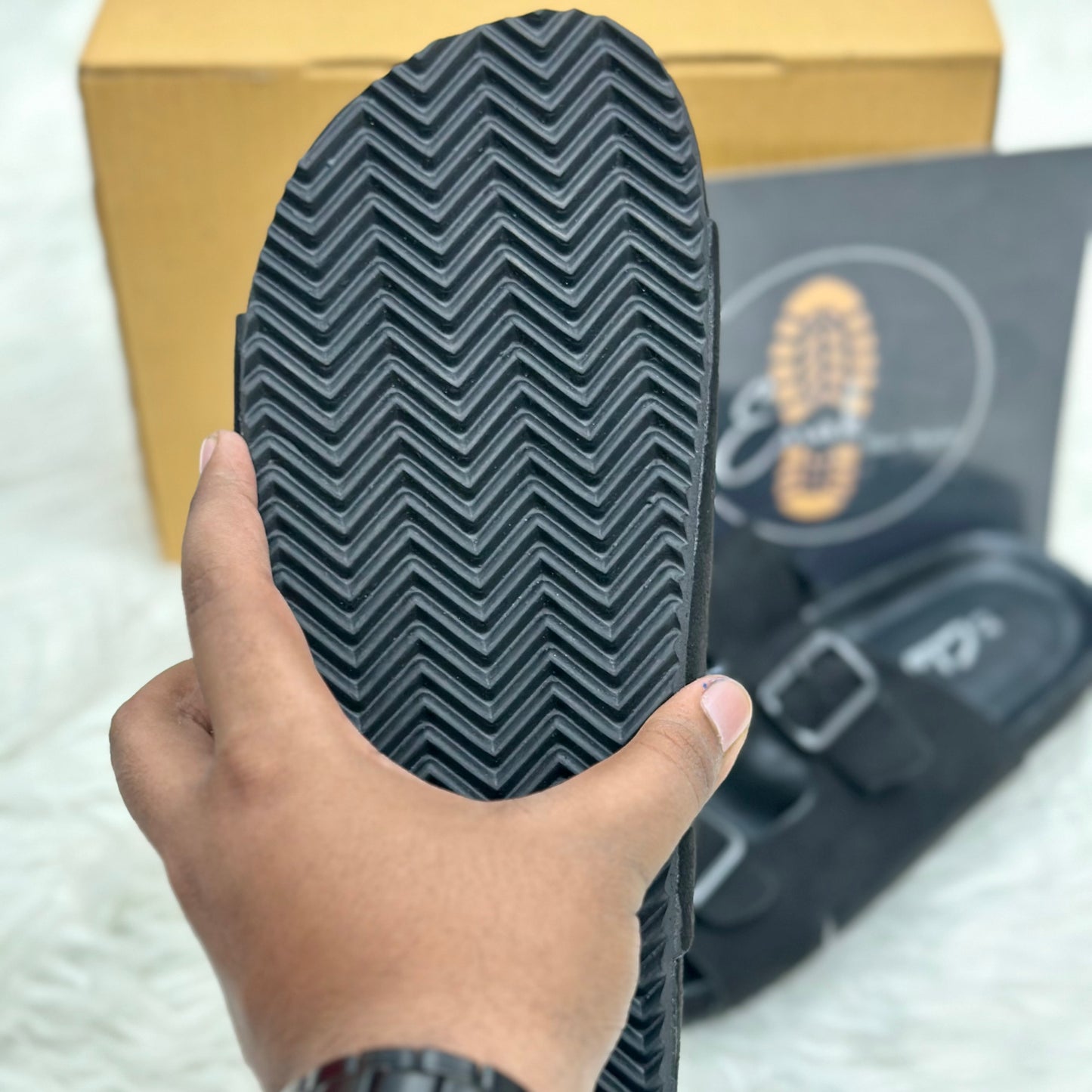Esrakz Double Buckle Suede Slide Sandals – Black 02