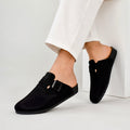 Esrakz Classic Black Suede Slip-On Buckle Mule