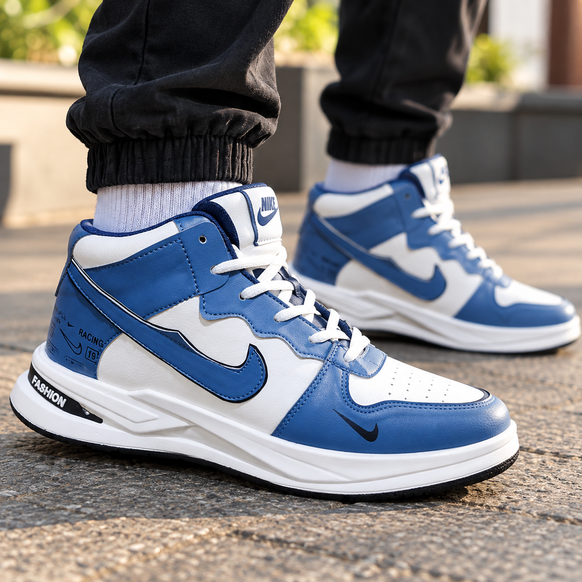 Esrakz Urban High-Top Sneakers Royal Blue & White