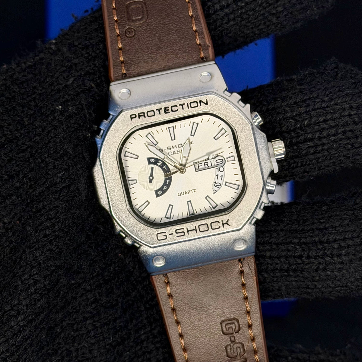 Casio G-SHOCK Metal Bezel Watch – Premium Leather Strap Edition| Chocolate Belt