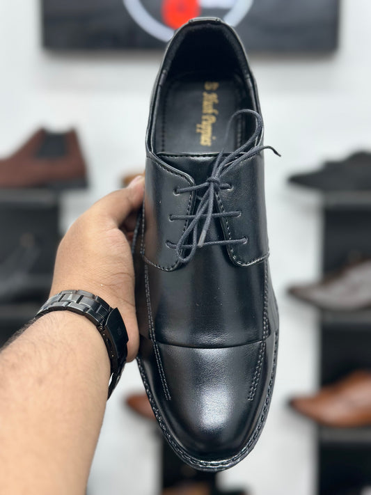 Esrakz-Premium Black Oxford Dress Shoes – Sleek Cap Toe Formal Leather