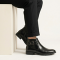 Esrakz Black Polished Chelsea Boots – Ankle Fit Chain