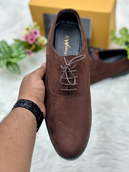 Esrakz-Classic Chocolate Suede Oxford Shoes