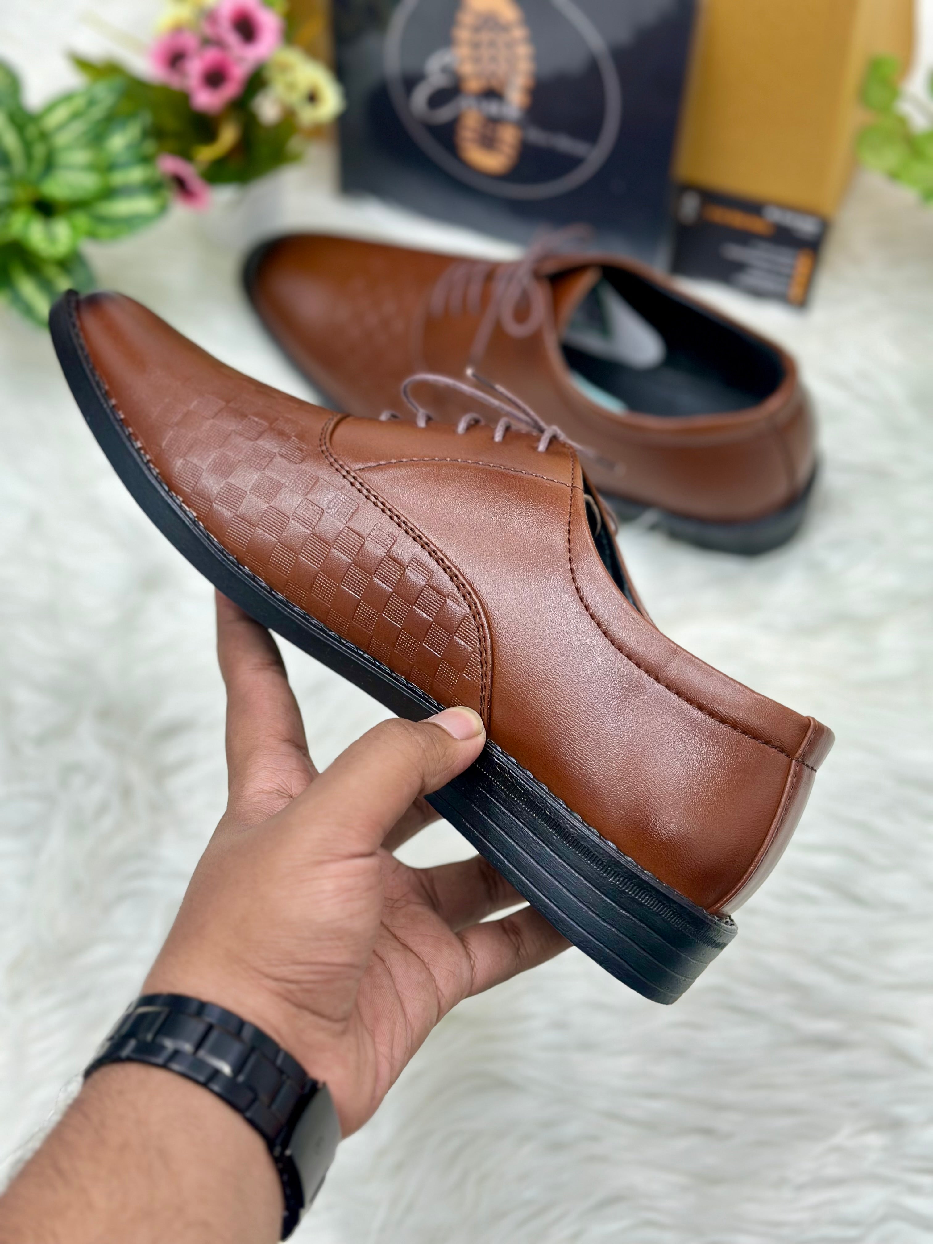Esrakz-Brown Lace-Up Formal Shoes