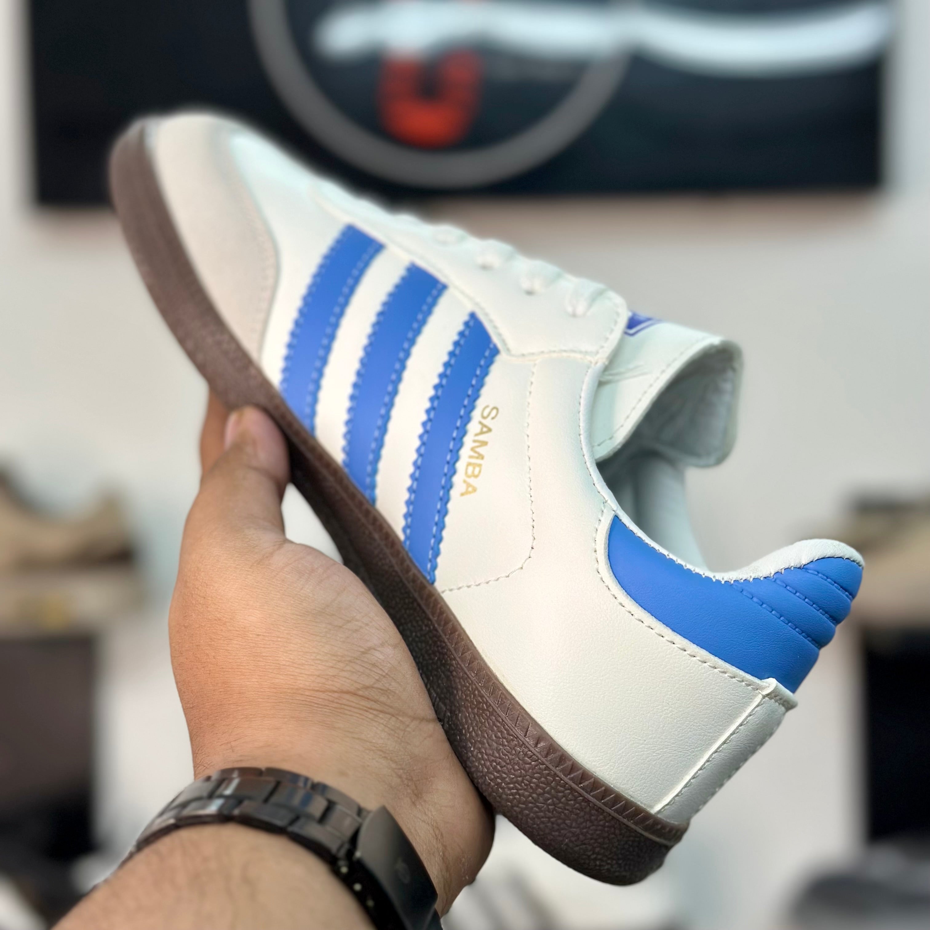 Samba Style Sneakers – Classic White Sky