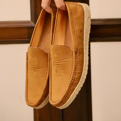 Men’s Casual Suede Loafers - Mustard Color