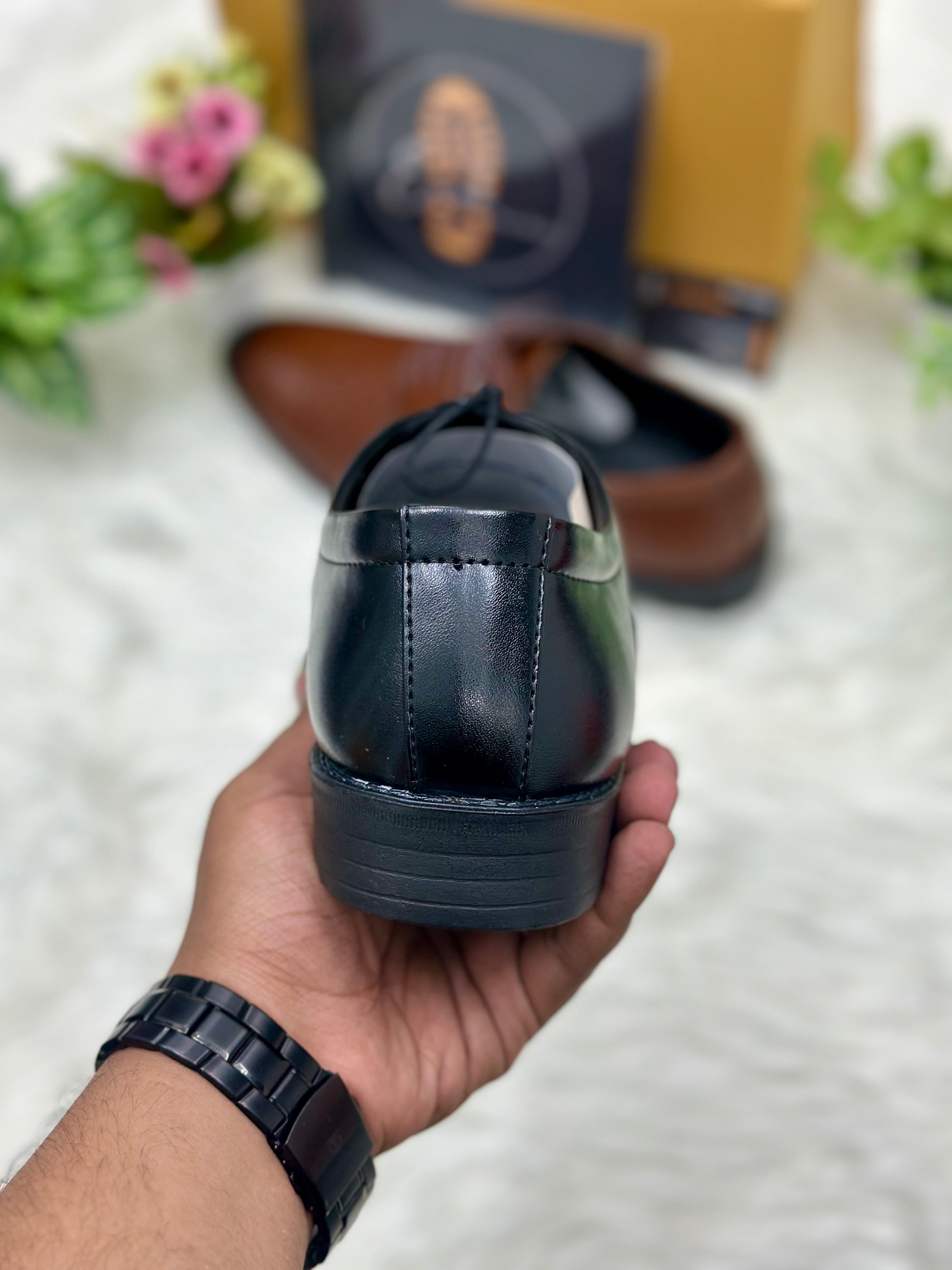 Esrakz-Black Lace-Up Formal Shoes