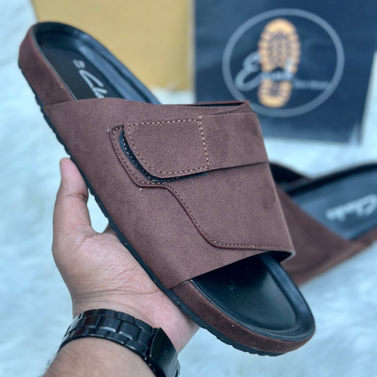 Esrakz Double Buckle Suede Slide Sandals – Chocolate 04