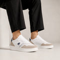 U.S. Grand Polo Men’s Premium White & Beige Casual Court Sneakers – Lace-Up Lifestyle Shoes