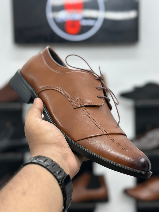 Esrakz-Premium Mustard Oxford Dress Shoes – Sleek Cap Toe Formal Leather