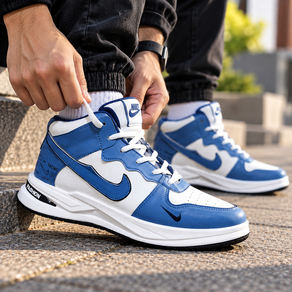 Esrakz Urban High-Top Sneakers Royal Blue & White