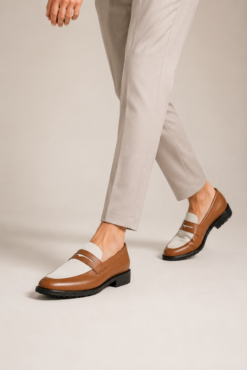 Men’s Two-Tone Penny Loafers – Mustard