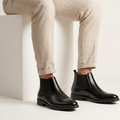 Esrakz Black Polished Chelsea Boots – Round Fit Elastic