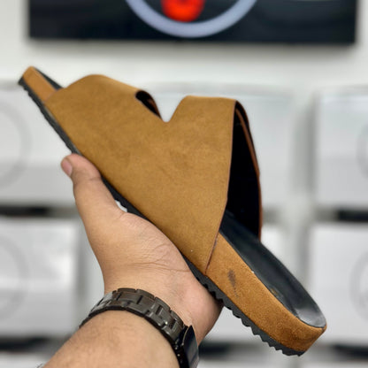 Esrakz Mustard Two-Strap Sandal with Rugged Sole