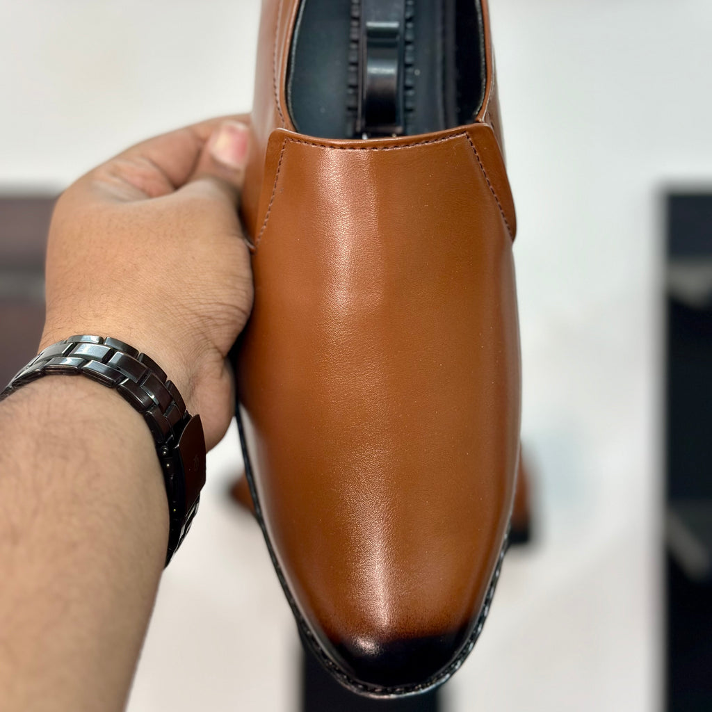 Esrakz Men’s Premium Brown Oxford Slip-On