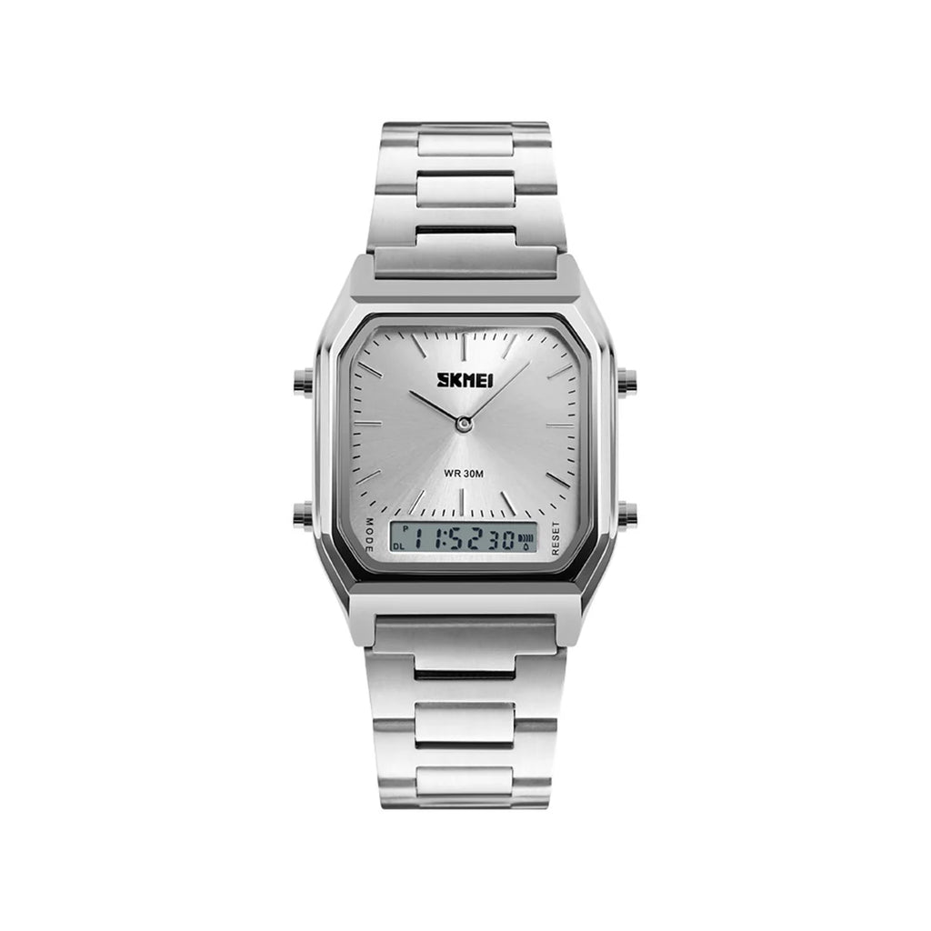SKMEI 1220 Men’s Stainless Steel Analog-Digital Watch – Silver