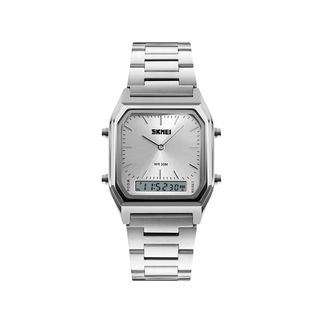 SKMEI 1220 Men’s Stainless Steel Analog-Digital Watch – Silver