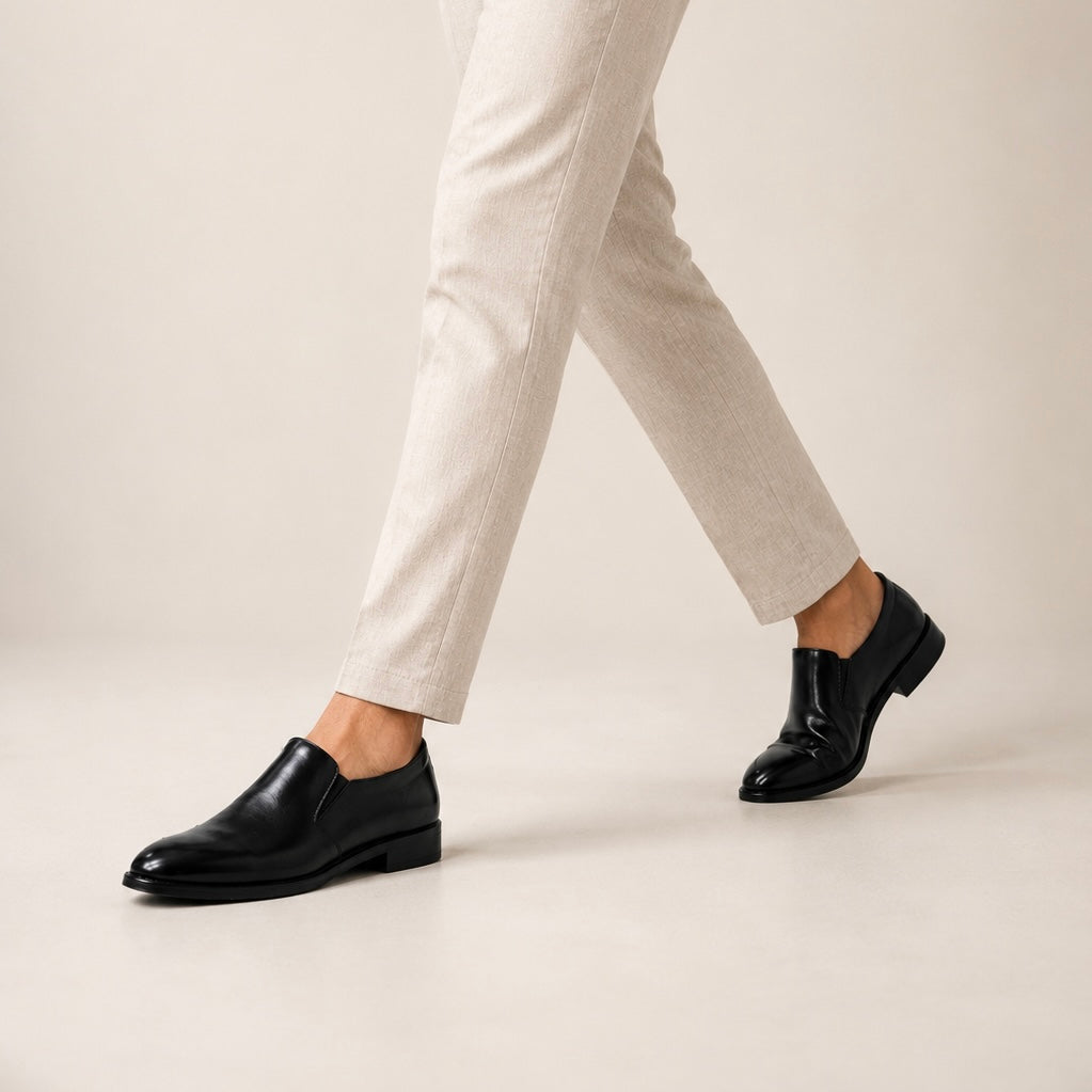Esrakz Men’s Premium Black Oxford Slip-On