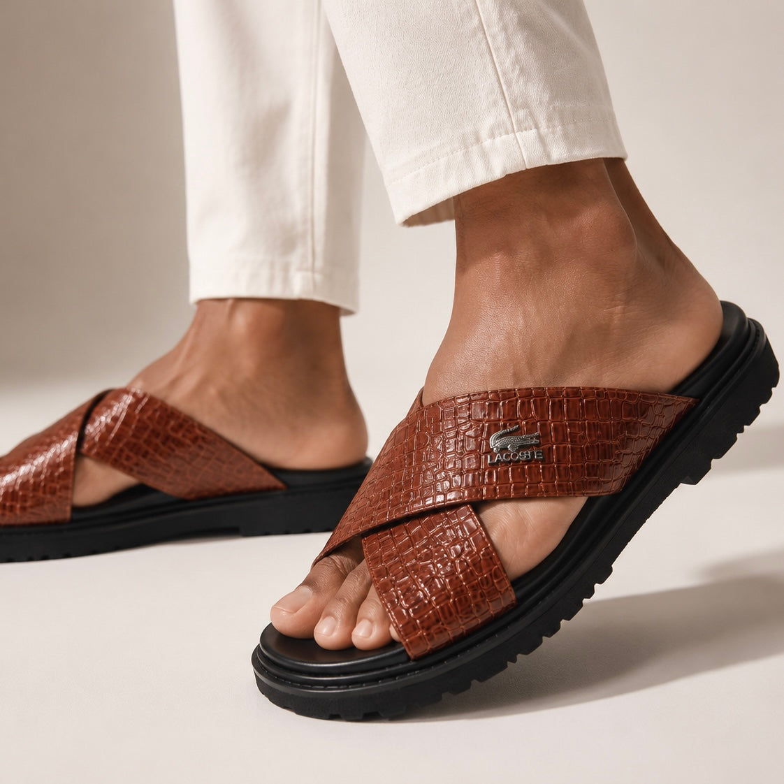 Esrakz Premium Dual Strap Sandals:Lacoste 02