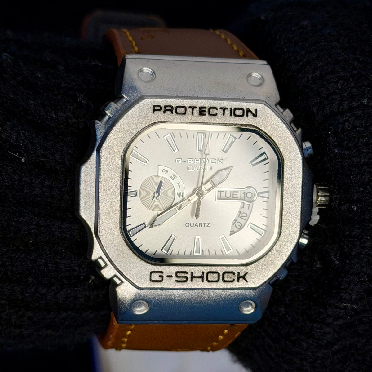 Casio G-SHOCK Metal Bezel Watch – Premium Leather Strap Edition| Chocolate Belt