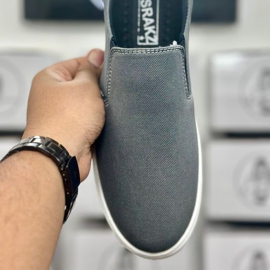 Esrakz Classic Grey Canvas Slip-On Shoe