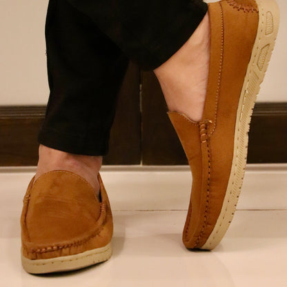 Men’s Casual Suede Loafers - Mustard Color