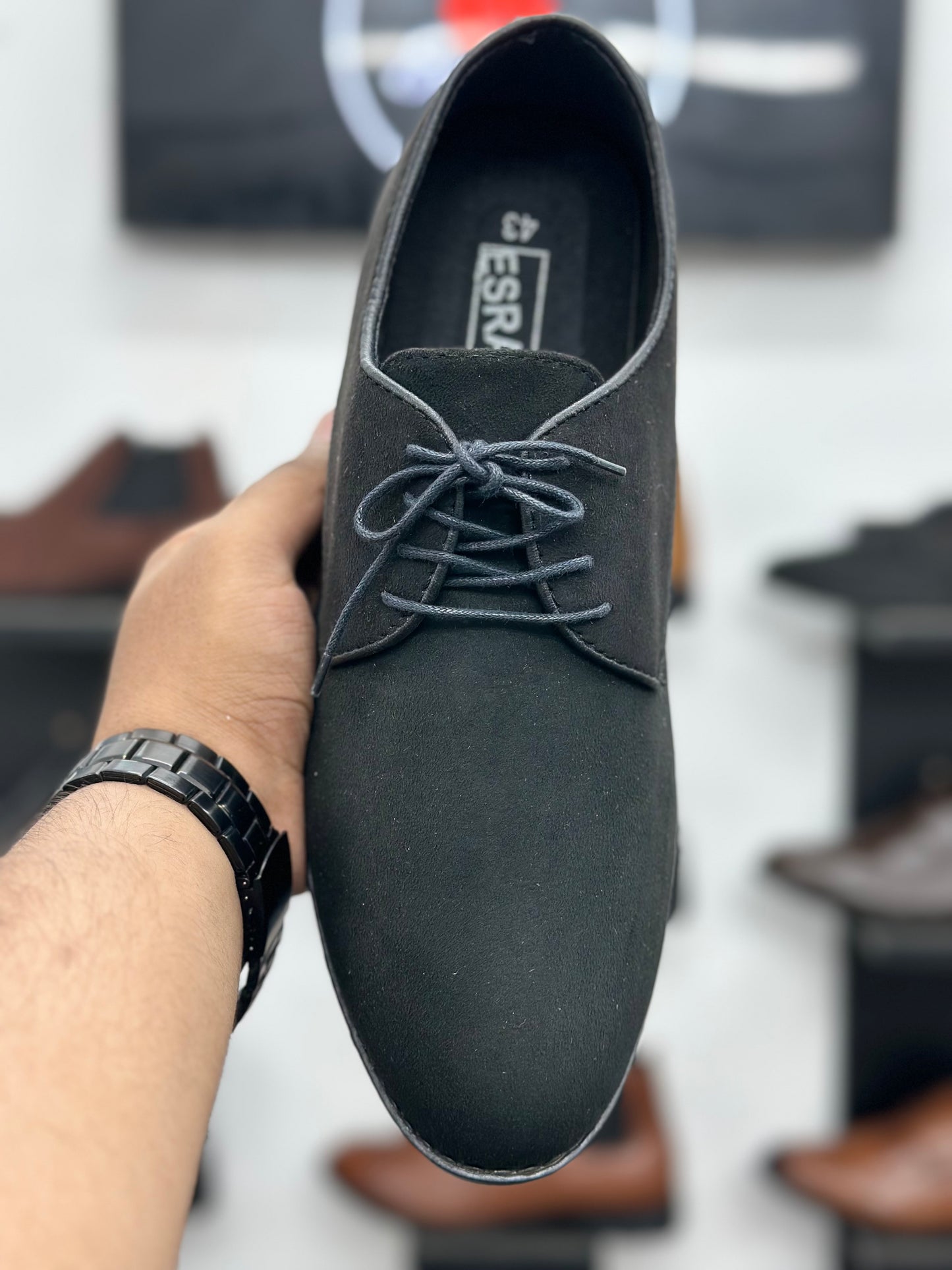 Esrakz-Classic Black Suede Derby Shoes