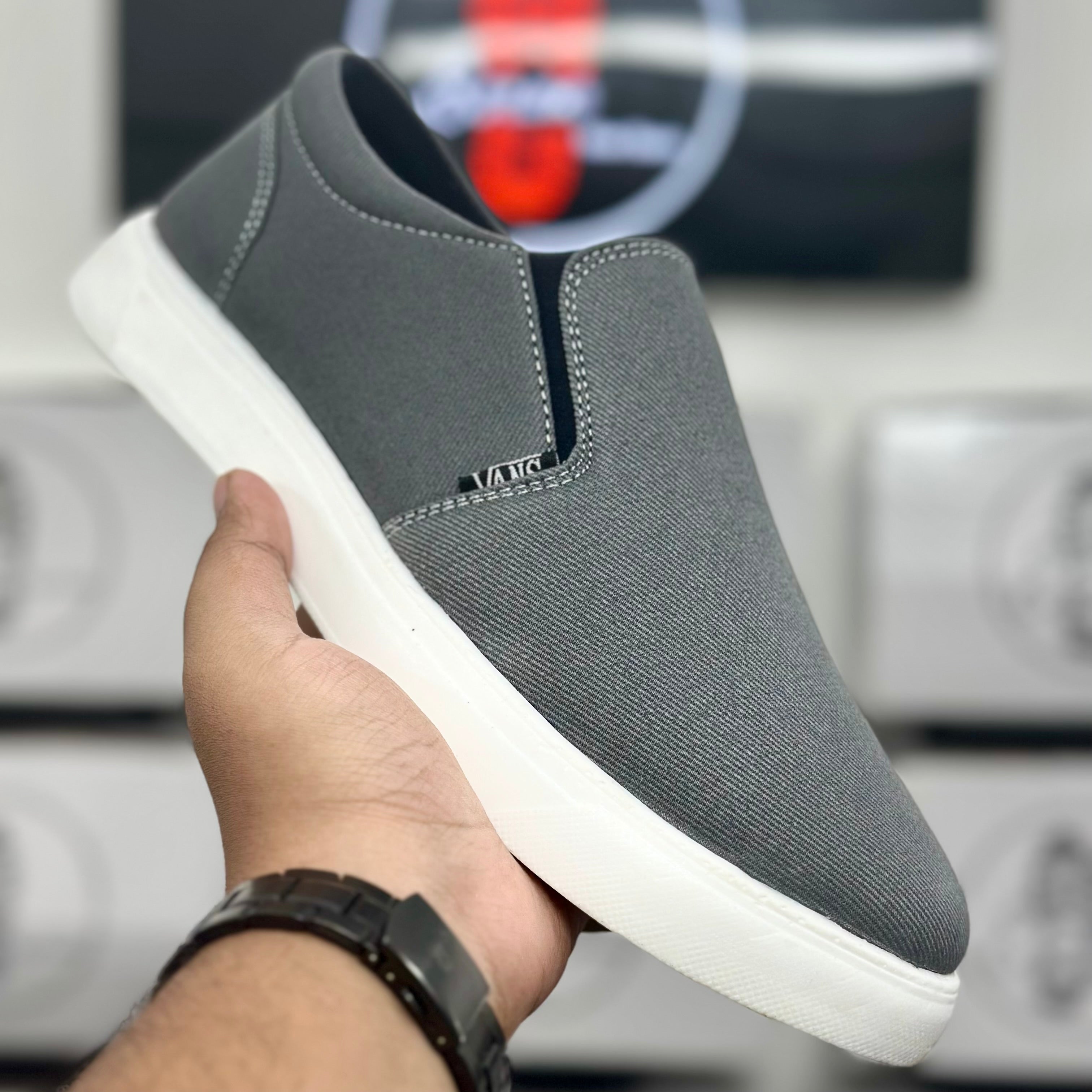 Esrakz Classic Grey Canvas Slip-On Shoe