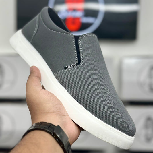 Esrakz Classic Grey Canvas Slip-On Shoe