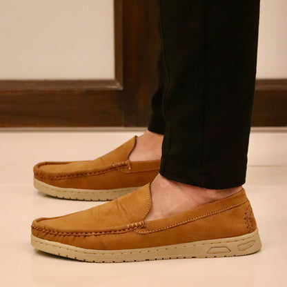 Men’s Casual Suede Loafers - Mustard Color