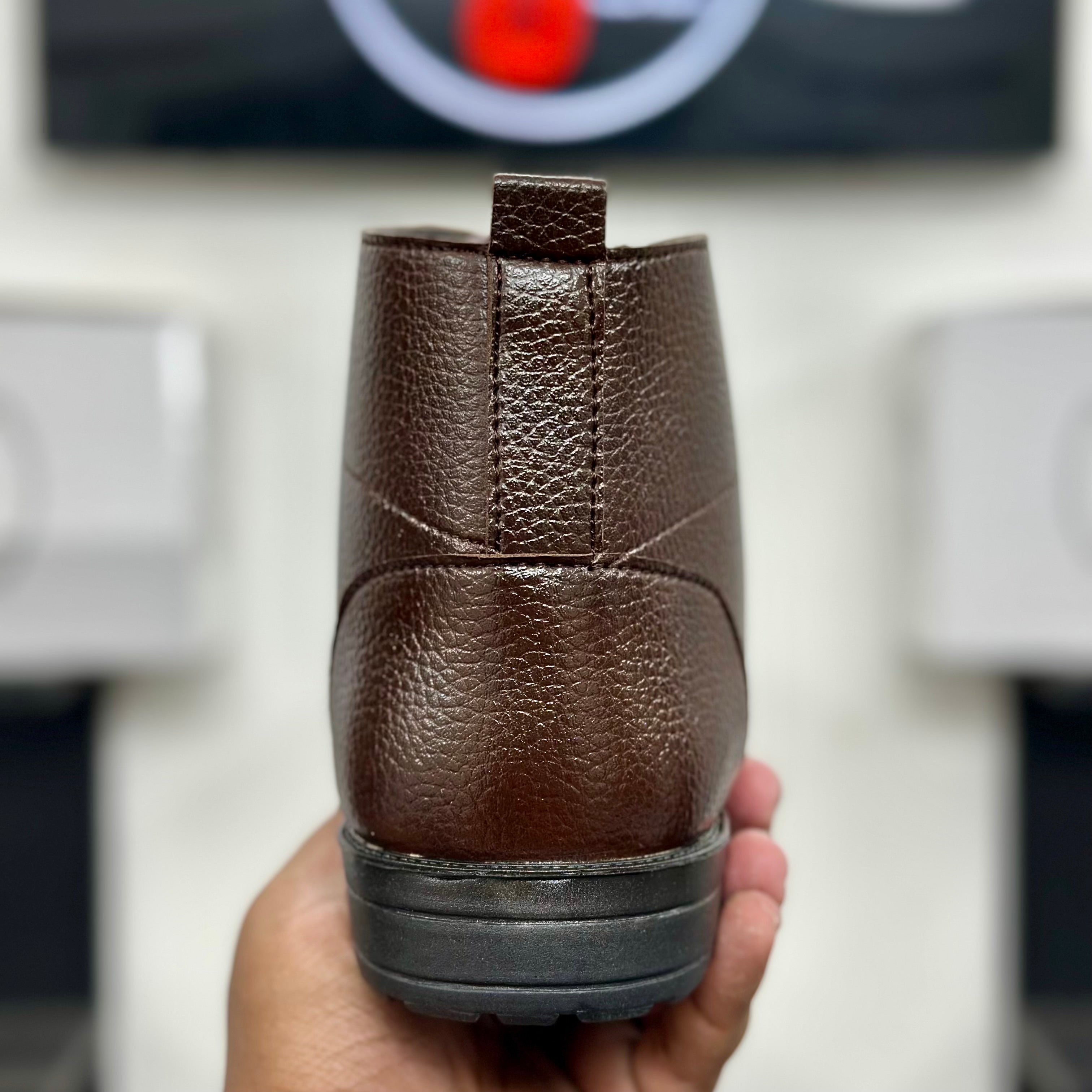 Esrakz Brown Textured Lace-Up Ankle Boot