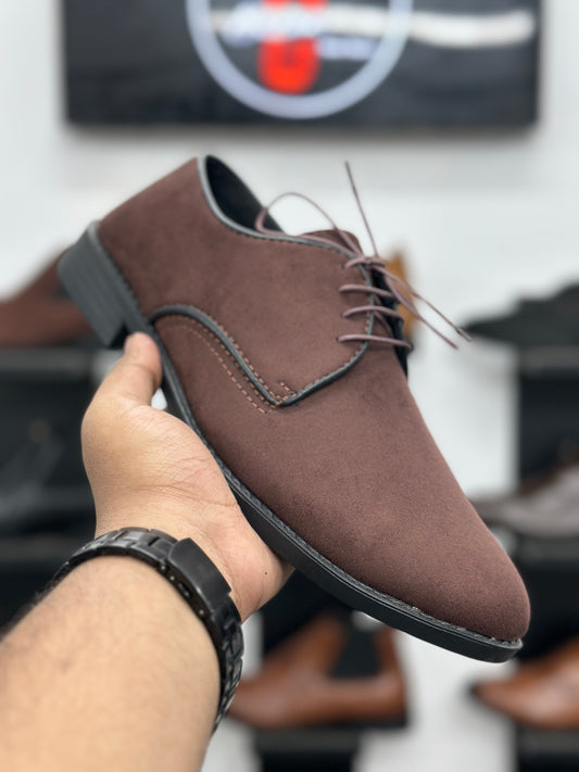 Esrakz-Classic Chocolate Suede Derby Shoes