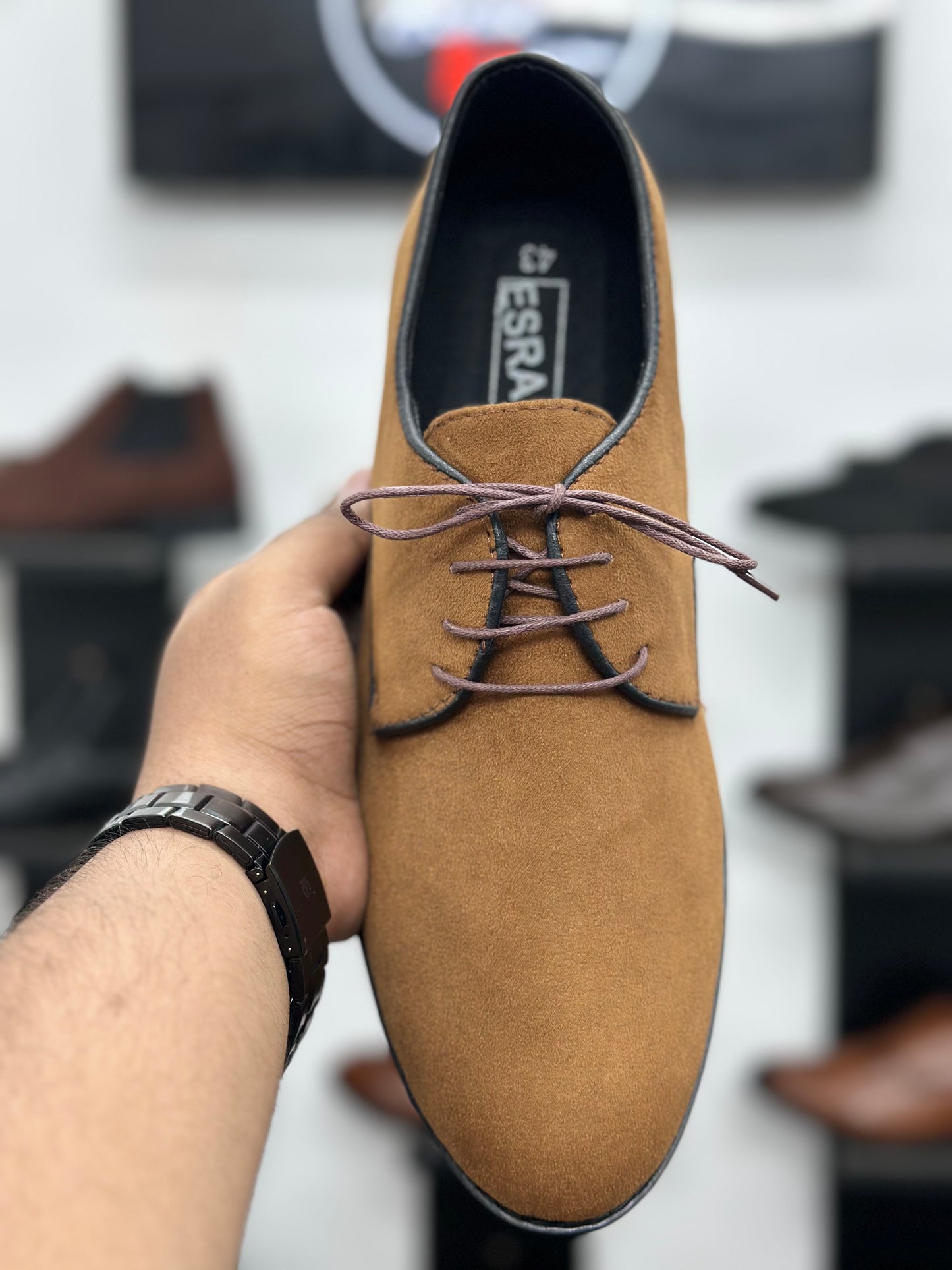 Esrakz-Classic Mustard Suede Derby Shoes