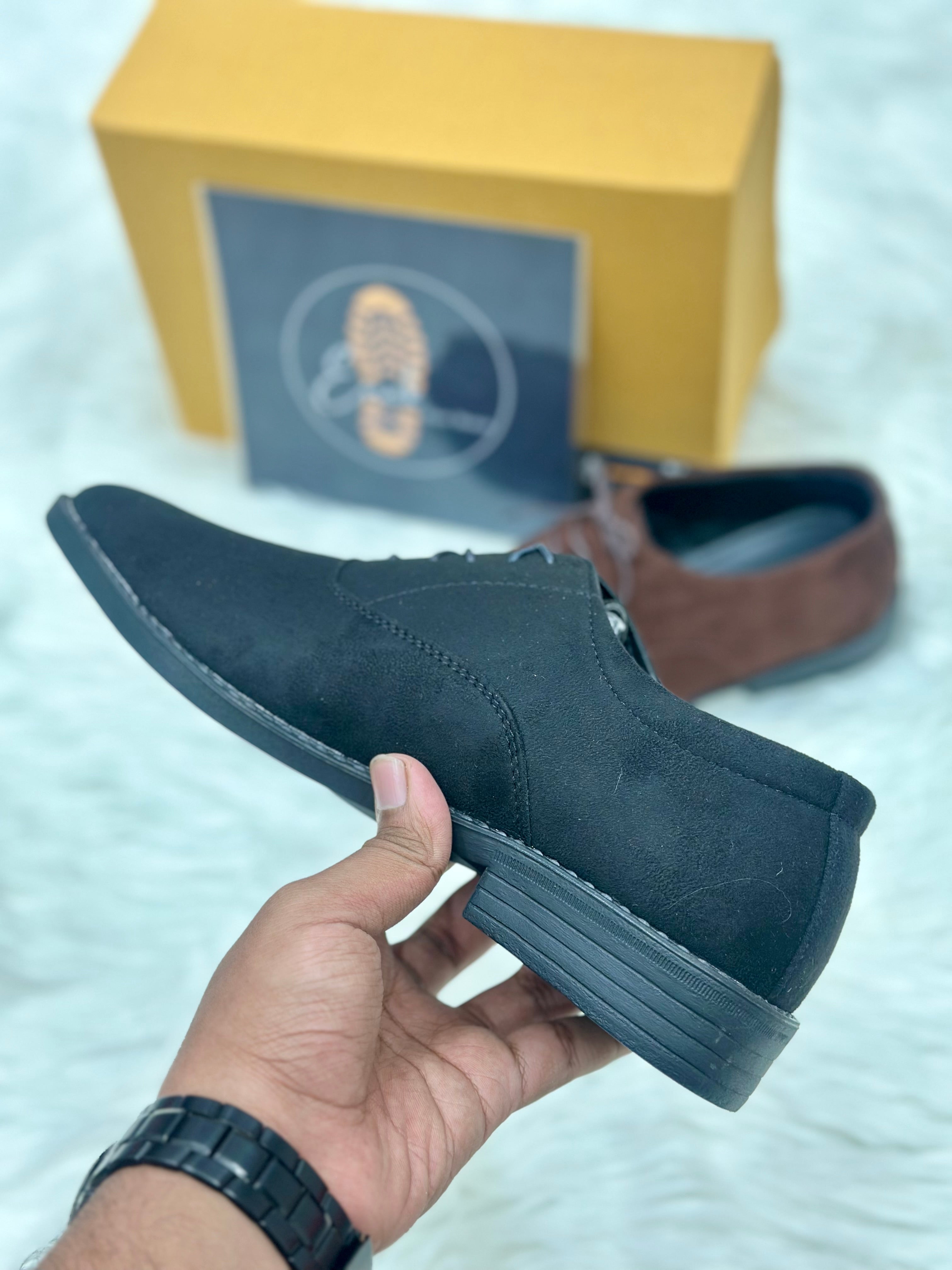 Esrakz-Classic Black Suede Oxford Shoes