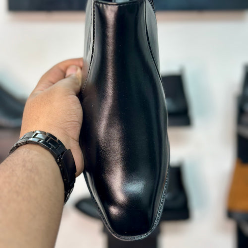 Esrakz Black Polished Chelsea Boots – Thailand Fit Chain