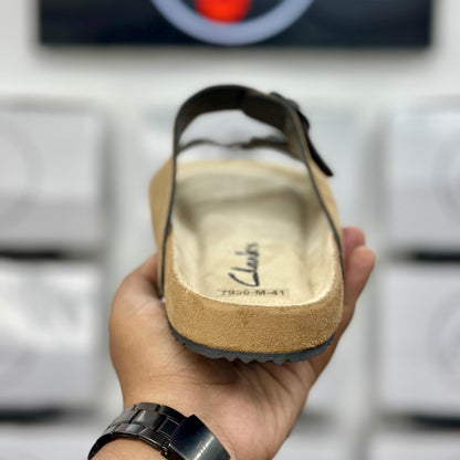 Esrakz Tan Buckled Casual Comfort Footbed Sandals