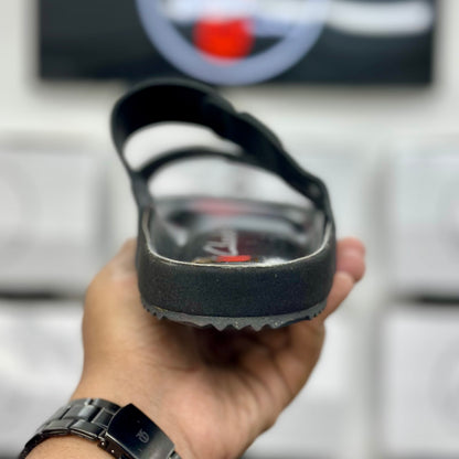 Esrakz Classic Black Suede-Look Dual-Strap Slingback Sandals